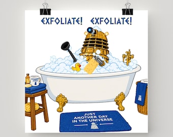 Doctor Who Poster Daleks Exfoliate Wall Art Humorous Home Decor Whovian Gift Bathroom Print