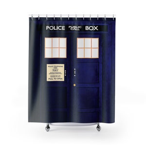 Doctor Who Tardis Shower Curtain, Custom Doctor Who Bathroom Decor