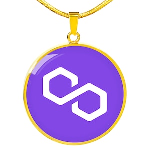 Polygon (MATIC) Crypto Necklace: Stainless Steel or 18k Gold Pendant