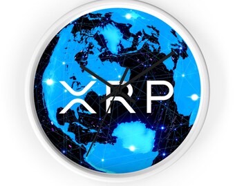 Global XRP Design Cryptocurrency Wall Clock