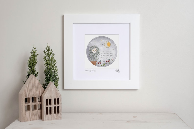 Matted Digital Art Print - Available Sizes: 8x8 Print in 12x12 Signed Mat, or 5x5 Print in 8x8 Signed Mat I Am Growing