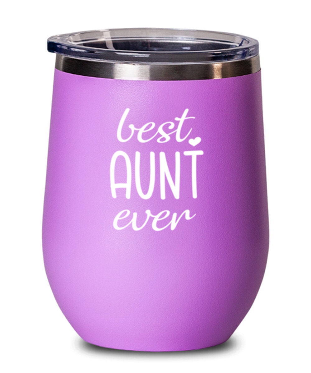 Best Aunt Ever Pink Wine Glass Funny Birthday Gift For Aunt Etsy