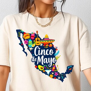 Chemise carte Mexique cCinco De Mayo, sweat-shirt Mexico Celebration Festival, chemise noeud Margaritas, t-shirt mexicain Fiesta Party, chemise mexicaine