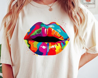 Rainbow Lips Shirt, LGBT Lips Shirt,Rainbow Shirt,LGBT Shirt,Lips Tshirt,Pride Shirt,Tee Shirts Women,Equality Shirts,Boho Tshirt,Gay Tshirt