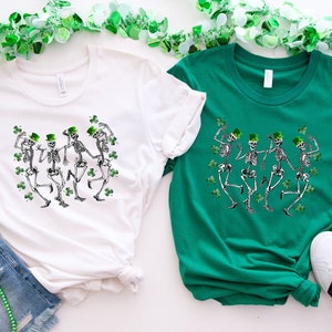 St Patricks Day Skeleton Shirt, St Pattys Dancing Skeleton Sweatshirt, Lucky Irish Shirt, Shamrock Shirt, Irish Gift, St Patricks Day Tshirt