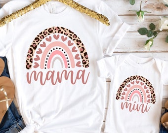 Hearts Mama Shirt, Hearts Mini Shirt, Mama Mini Matching Shirt, Mama's Girl Shirt, Mama Mini Heart Rainbow Shirt, Mama Shirt, Mini Shirt
