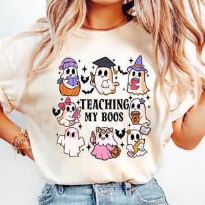 Teaching My Boos Halloween Teacher Shirt, Cute Ghost Teacher Tee, Fall School Shirt, Spooky Season, Teacher Ghosts, Ghost Teacher Sweatshirt