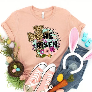 He Is Risen Shirt, Leopard Easter Shirt, Christian Easter Shirt, Cute Easter Shirt, Easter Shirt for Woman, Easter Family Shirt