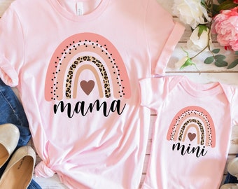 Hearts Mama Shirt, Hearts Mini Shirt, Mama Mini Matching Shirt, Mama's Girl Shirt, Mama Mini Heart Rainbow Shirt, Mama Shirt, Mini Shirt