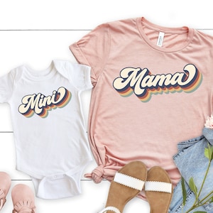 Retro Mama Mini Shirt, Mama Mini Matching Shirt, Gift for Mom, Gift for Her, Mothers Day, Mom to be Shirt, Mom Life T-shirt