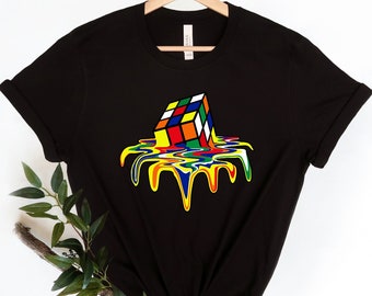 Melting Rubik Cube Shirt, Rainbow Rubik Cube Shirt, Retro Gaming Rubik Cube Shirt, Rubik Cube Shirt, Funny Rubik Cube Shirt