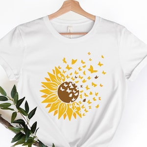 Sunflower Butterfly Shirt, Sunflower Tee, Butterfly Shirt, Flower Shirt, Sunflower Tshirt, Floral Shirt, Floral Tee, Gift For Her