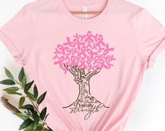 Pink Ribbon Tree Shirt, Cancer Tree Shirt, Breast Cancer Fighter Shirt, Breast Cancer Awareness Shirt, Pink Ribbon Shirt, Motivational Shirt