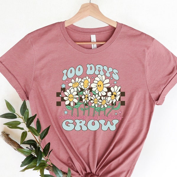 Watching My Students Grow Shirt, Teacher Shirts, 100th Day Of School Tee, Teacher Gifts, 100 Days of School T-shirt, Floral Teacher Shirt