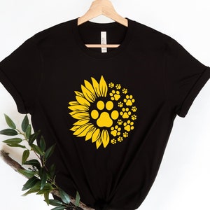 Sunflower Shirt, Dog Paw Shirt, Sunflower Tee, Flower Shirt, Floral Shirt, Flower Tee, Dog Mom Shirt, Animal Lover Shirt, Gift For Her