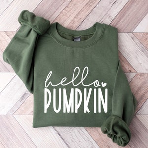 Hello Pumpkin Sweatshirt, Fall Shirts for Women, Pumpkin Crewneck, Cute Fall Tshirt, Fall Apparel, Pumpkin Season Shirt, Cute Fall Shirt