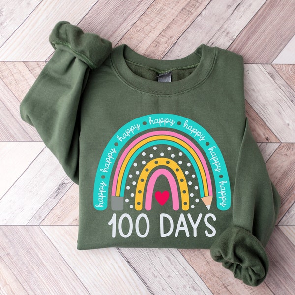 Happy 100 Days of School Sweatshirt, 100th Day of School Sweater, Teacher Crewneck, School Shirt, 100th Days of School Celebration