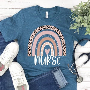 Rainbow Nurse Shirt, Nurse Life, Nurse Gift, Nurse Shirt, Gift For Nurse, Nurse Week, Registered Nurse Shirt, Leopard Print Nurse Shirt