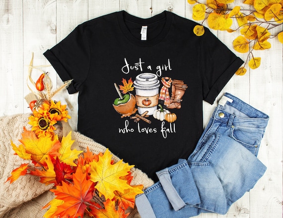 Just A Girl Who Loves Fall Sweat-shirt D'Halloween à Manches Longues Pour Femme Motif Feuille D'érable Café, Rouge, S