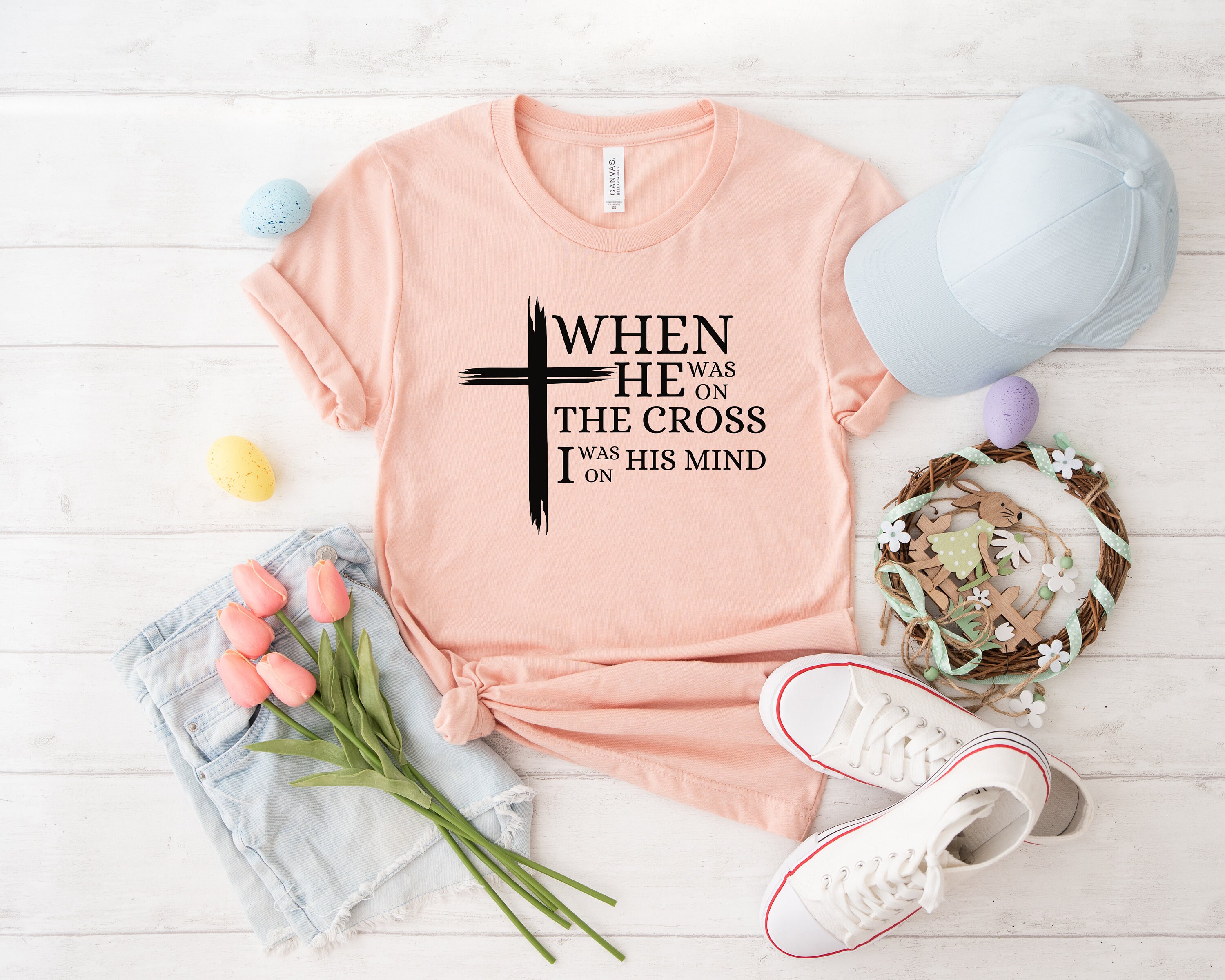 HQP Women's Easter T-Shirt - 'He Is Risen' Religious Tee For Church & Celebrations - Green Medium