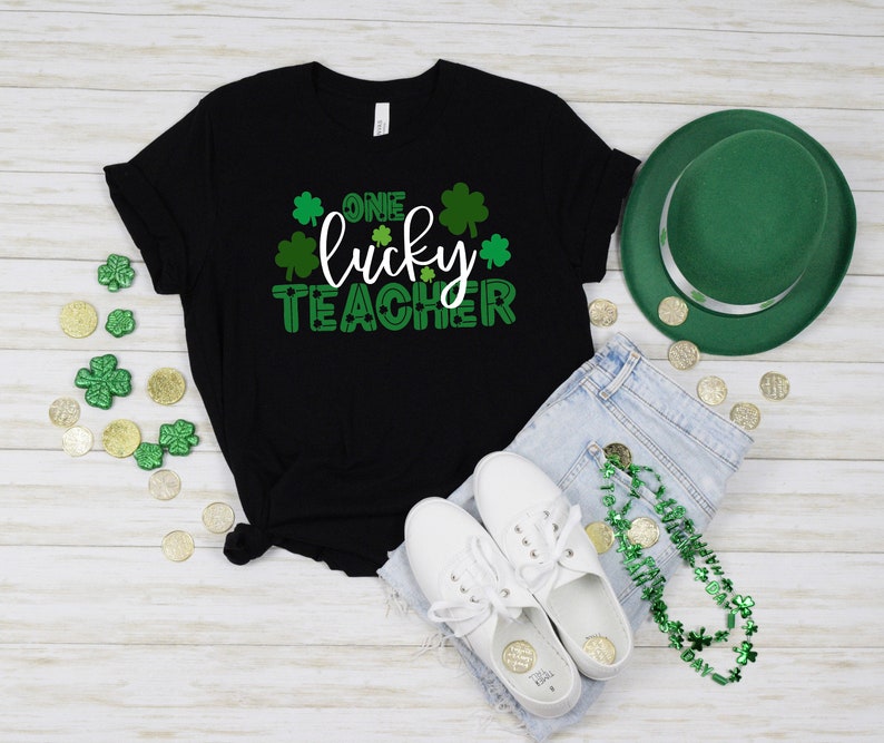 One Lucky Teacher Shirt, Teacher Shirt, Clover Shirt, St Patrick's Day Shirt, St Patrick's Day, Irish Shirt, Quote Patrick's Day Shirt image 2