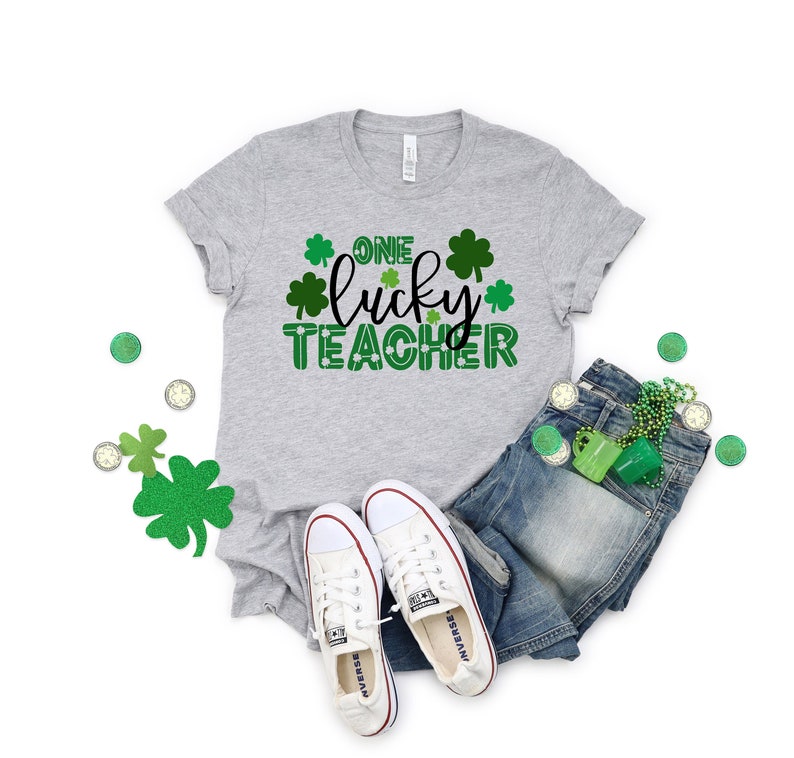 One Lucky Teacher Shirt, Teacher Shirt, Clover Shirt, St Patrick's Day Shirt, St Patrick's Day, Irish Shirt, Quote Patrick's Day Shirt image 1