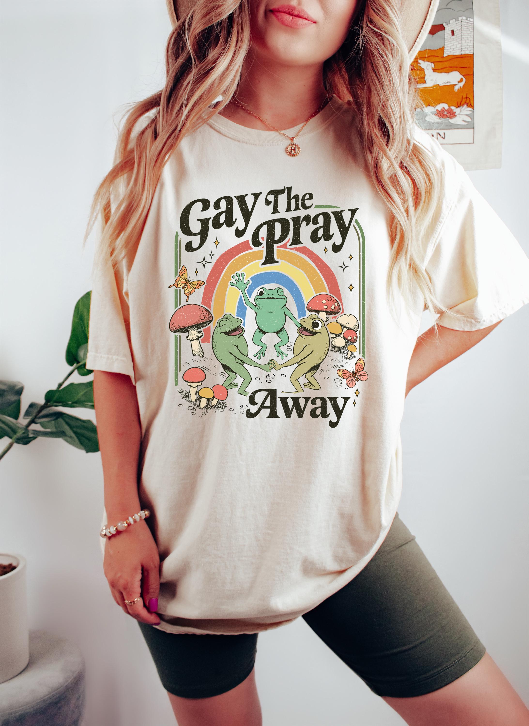 LGBT Pride T-shirt Gay The Pray Away Rainbow Frogs - Funny Meme LGBTQ Shirt  In Multiple Sizes Pray Away Rainbow Shirt