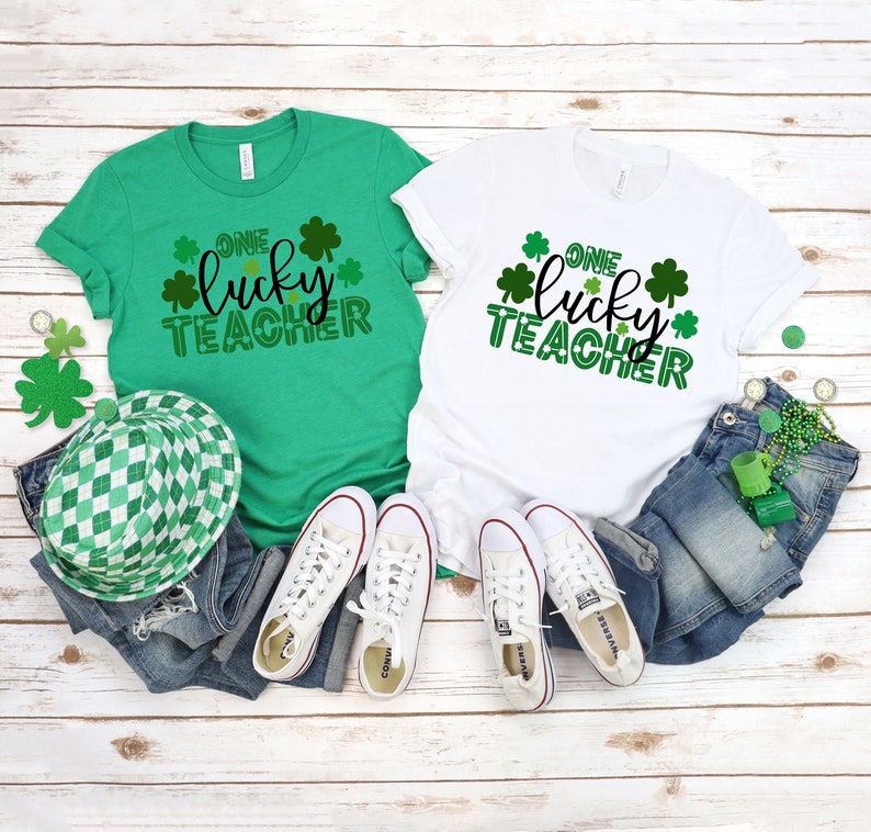 One Lucky Teacher Shirt, Teacher Shirt, Clover Shirt, St Patrick's Day Shirt, St Patrick's Day, Irish Shirt, Quote Patrick's Day Shirt image 3