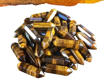 TIGER EYE Small Double Terminated Crystals - Grid Crystals - Healing Crystals - Tiny Carved Gemstones - Orgonite Crystals