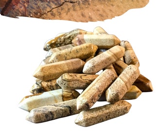 BILD JASPER Kleine Doppelender Kristalle - Gitter Kristalle - Heilende Kristalle - Winzige geschnitzte Edelsteine - Orgonit Kristalle