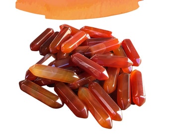 Cornalina - Cristales pequeños de doble terminación - Cristales de rejilla - Cristales curativos - Pequeñas piedras preciosas talladas - Cristales de orgonita