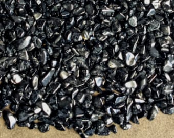 Genuine BLACK TOURMALINE Crystal Chips • 5-7mm Gemstone Chips for Roller Bottles & Crafts