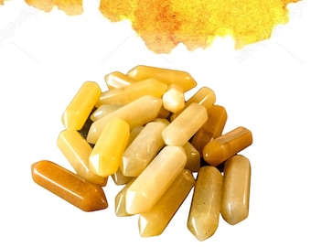 YELLOW JADE Small Double Terminated Crystals - Grid Crystals - Healing Crystals - Tiny Carved Gemstones - Orgonite Crystals