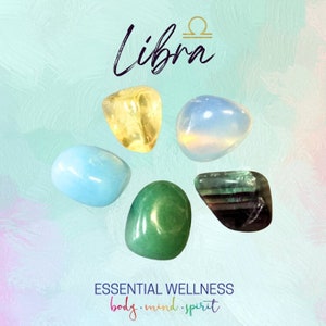 Parure de cristaux LIBRA ENERGY - 2 tailles - avec information et carte de mantras, cadre de présentation et sac de rangement - Reiki amélioré