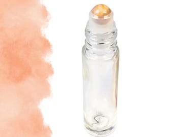 Peach Moonstone Gemstone Roller Bottle – Emotional Balance & Nurturing • Crystal Rollerball • 5ml or 10ml