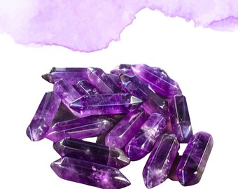 AMETHYST Small Double Terminated Crystals - Grid Crystals - Healing Crystals - Tiny Carved Gemstones - Orgonite Crystals