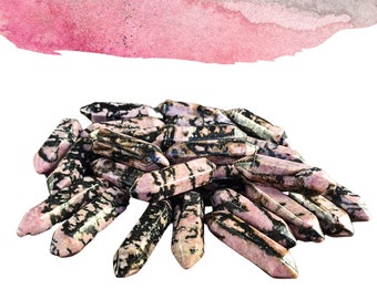 RHODONITE Small Double Terminated Crystals - Grid Crystals - Healing Crystals - Tiny Carved Gemstones - Orgonite Crystals