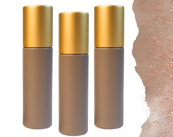 Frasco roll-on de vidrio marrón Boulder • Roll-on de aceite esencial de 5 ml o 10 ml • Bola de rodillo de acero inoxidable o vidrio • Recargable • Opciones individuales y en set