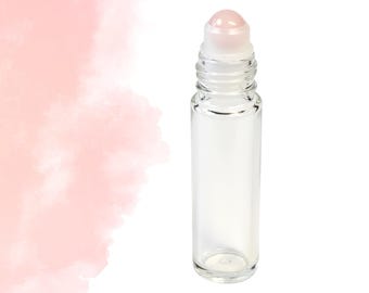 Frasco roll-on de cuarzo rosa - Amor y cuidado personal • Bolígrafo de cristal • 5 ml o 10 ml
