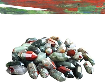 AFRICAN BLOODSTONE Mini Double Terminated Crystals - Grid Crystals - Healing Crystals - Tiny Carved Gemstones - Orgonite Crystals