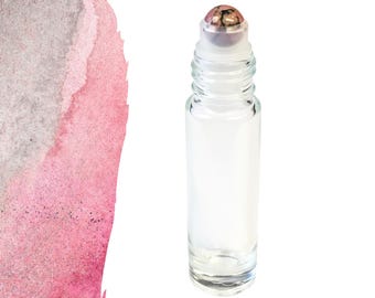 Botella con rodillo de piedra preciosa de rodonita: sanación emocional y compasión • Bola de cristal • 5 ml o 10 ml