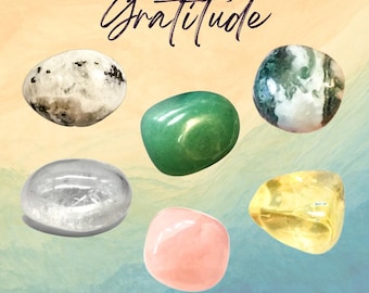 Gratitude & Abundance Crystal Set • 6 Genuine Gemstones with Guide and Affirmation