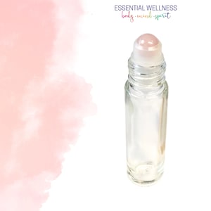 ROSE QUARTZ Gemstone Rollerball with Clear Glass 10ml or 5ml Bottle - Choice of Bamboo, Metal or Plastic Cap