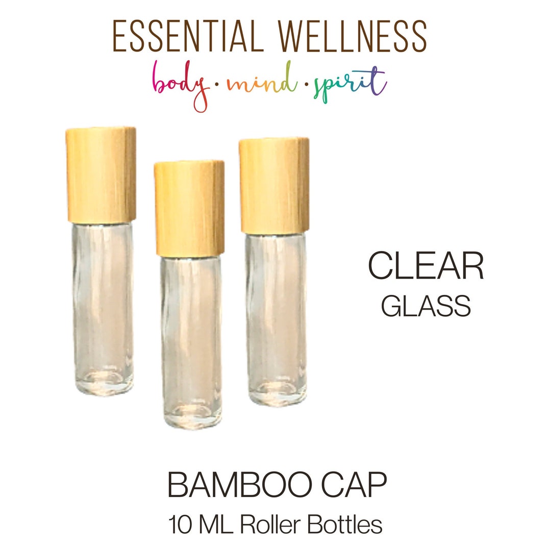 CLEAR GLASS Roller Bottles With Bamboo Cap single or Sets Etsy