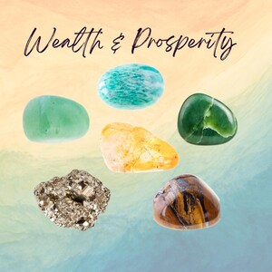 Ensemble d'intentions en cristal Manifeste richesse et prospérité - 2 tailles - avec carte d'informations et de mantras, cadre de présentation et sac de rangement - Reiki amélioré