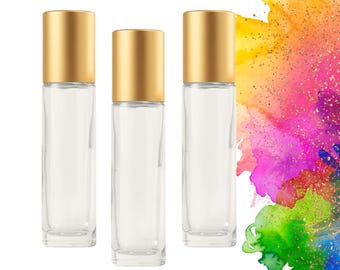 Clear Glass Roller Bottle • 5ml or 10ml Essential Oil Roller • Stainless or Glass Rollerball • Refillable • Single & Set Options