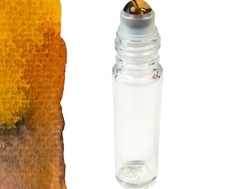 Tiger Eye Gemstone Roller Bottle – Confidence & Focus • Crystal Rollerball • 5ml or 10ml