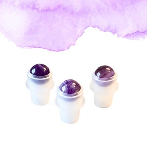 Amatista en forma de bola rodante / Calma y equilibrio espiritual / Compatible con frascos roll-on de 5 ml y 10 ml
