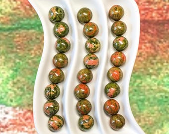 UNAKITE 20mm Sphere - 1 or Sets – Pocket Crystal Ball with Gemstone Info Card for Energy Work, Meditation, Decor & Gifts