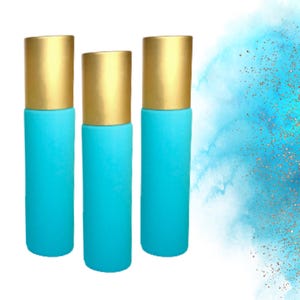 Matte Turquoise Glass Roller Bottle • 10ml Essential Oil Roller • Stainless or Glass Rollerball • Refillable • Single & Set Options